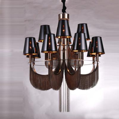 China Modern silver Black Tassel chandelier lighting living room luxury chandelier(WH-CC-30） for sale