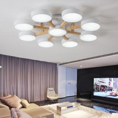 China Nordic modern hotel apartment villa LED ceiling lamp wooden chandelier(WH-WA-14) for sale