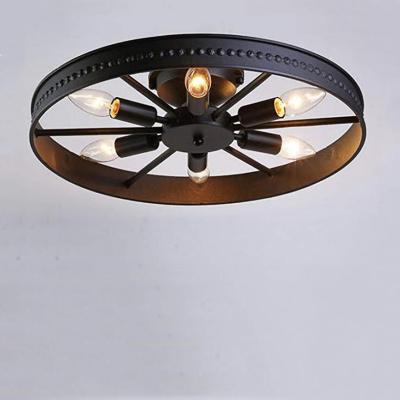 China American Loft Industrial Light Design Round Iron Ceiling Lamp Bedroom light lamp retro(WH-LA-26) for sale