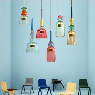 China Nordic Colorful Pendant Lights Home Decorative Lighting Living Room Bedroom Indoor Glass Hanging Lamp(WH-GP-36) for sale