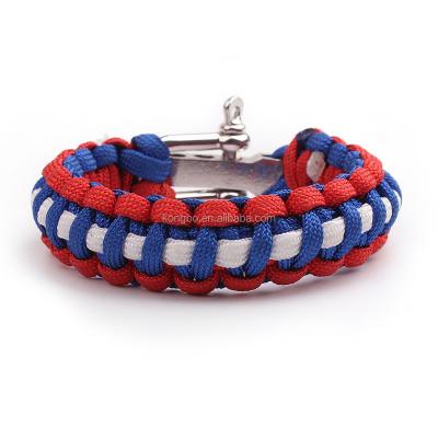 China KongBo Wholesale Stainless Steel Outdoor Adjustable Metal Different Types Of Paracord Bracelet With Logo for sale