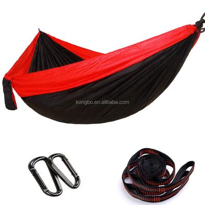 China Three person portable outdoor parachute KongBo nylon fabric camping hammock with tree strap for sale