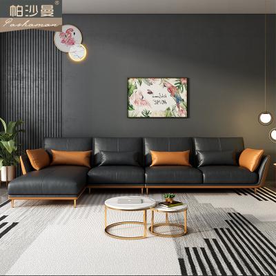 China Hot Italian Light Modular Sofa Set Modern Nordic Modern Leather Sectional Sofa Set Cowhide Top Layer Sofa Bed Sale Luxury Sofa Italian for sale