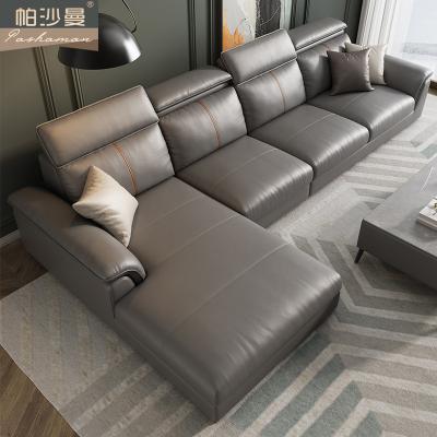 China Bestselling Modular Top Layer Whip Leather Modern Simple Italian Modular Living Room Corner Sofa Office Sofas Modular Sectional Sofa for sale