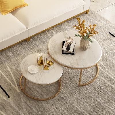 China New Nordic marble coffee table of light best-selling round coffee table luxury extendable marble round combination coffee table for sale