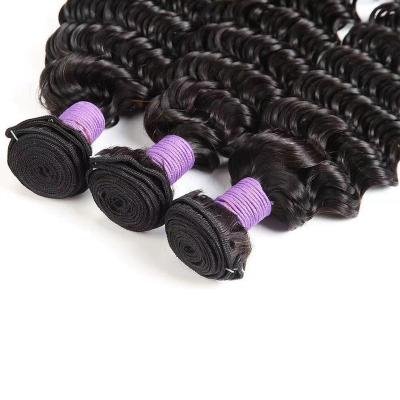 China Deep Wave Unprocessed Cuticle Aligned Raw Virgin Cambodian Hair Weaving , Brazilian Mink Deep Curl Hair Bundles for sale