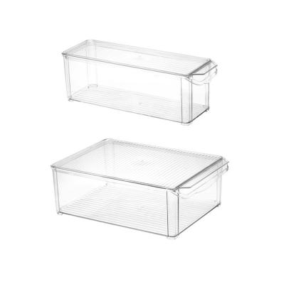 China Amazon Kitchen Freezer Organizer Bin Transparent Plastic Fridge Food Storage Container Hot Selling Stackable Cool Box Freshness Preservation for sale