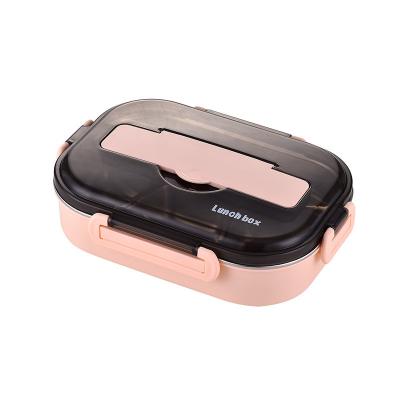 China Sustainable Compartment Design Sealed High Capacity Food Container Leakproof Stainless Steel Bento Lunch Box With Cutlery for sale