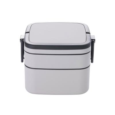 China Amazon Sustainable Hot Sale Plastic Portable Double-Layer Bento Tiffin Lunch Box Student Kids Food Container Can Be Microwaved Heating for sale