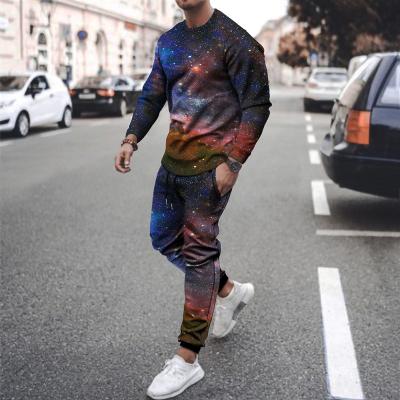 China Breathable Custom Printed Mens T-shirt Suit Men's 2 Piece Long Sleeve Tracksuit Suit for sale