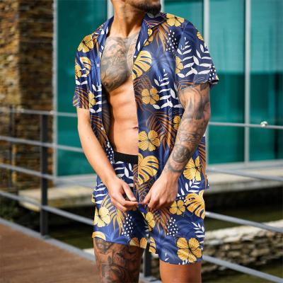 China Short Sleeve Mens 2 Piece Shirt And Shorts Set Summer Vacation Casual Print Suits Hawaiian Style Suits for sale