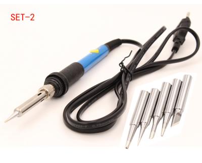 China Machinery Repairs Workshop 60W Temperature Electric Welding Iron Solder Station Tool Kit With 5pcs Adjustable Stand Heater Sucker Wire Soldering Iron Tips for sale