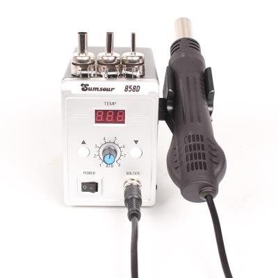 China 858D Machinery Repair Shops Hot Pneumatic Gun Soldering Desoldering Station 700W 110V/220V BGA LED Digital Rework SMD SMT Welding Repair Soldering Heat Gun for sale