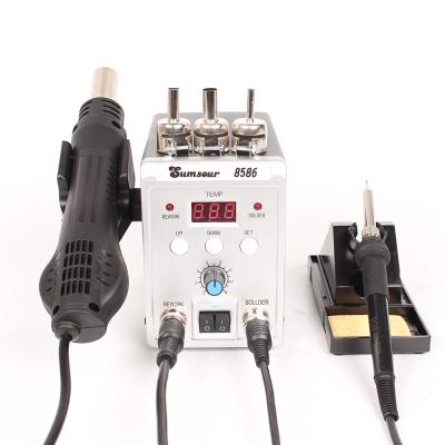 China Machinery Repairs Workshop SMD 8586 760W Rework Soldering Reference 2 in 1 Digital Display Air Gun Welding Hot Iron 220V/110V ESD Repair Soldering Tools for sale