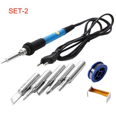 China Hotels 220V / 110V 60W Temperature Adjustable Electric Soldering Iron Solder Station With 5pcs Tips Solder Wire Paste Flux for sale