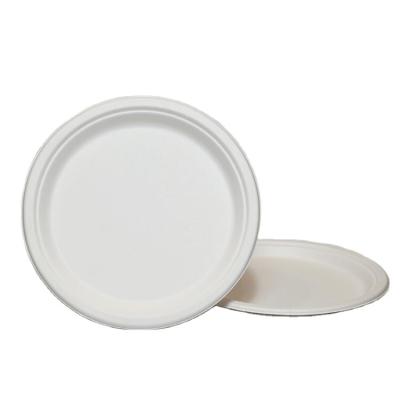 China 6/7/8/9/10 Inch Round Dish Dinner Cake Plate Oil-Repellent Disposable Sugarcane Bagasse Paper Pulp for sale