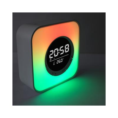 China Factory Hot Selling Wireless Battery Life Toy Alarm Clock Speaker Colorful Long Night Light for sale