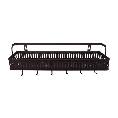 China Viable Fast Delivery Home Use Hollow Out Strong Durable Balcony Storage Rack Security Bathroom Basket for sale