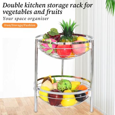 China Factory Sale 2layers Large Dish Shelf Storage Rack Double Deck Sustainable Kitchen Vegetable Storage Rack for sale