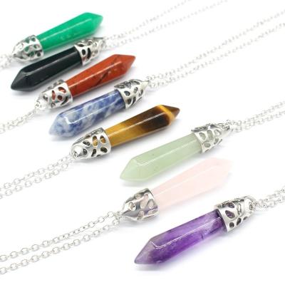 China Crystal Necklaces Jewelry Natural China Amethyst Rose Quartz Gemstone Pendant Healing Stones For Girl for sale