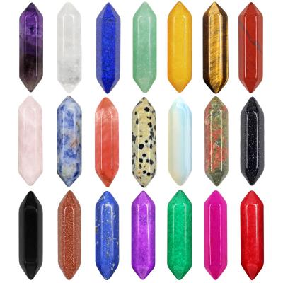 China Wholesale China Hex Column Tiny Crystal Quartz Double Point Tiny Natural Gemstone For Jewelry Necklace Making for sale