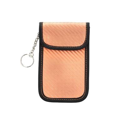 China Fashion Custom Logo Signal Blocker Keyless Car Key Case Rfid Blocker Blocking Pouch Bag With Chain for sale