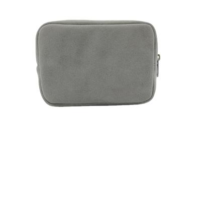 China Fashion Shockproof Gray Suede Leather Felt Plush Lining Wash Pocket Travel Velvet Electronic Bag Men Holder Organizer for sale