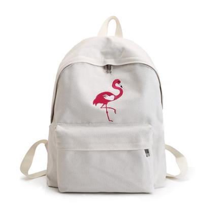 China 2020 Summer Animal Waterproof Backpack Flamingo Canvas Bag Daypack High Quality Fashion Girls Embroidery Prints Raincoat for sale