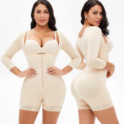 China Adjustable Sling Buckle Zipper Waist Abdomen Buttocks Shapers Plus Size Underwear Breathable Long Sleeve Jumpsuit Body Shaping Clothes for sale