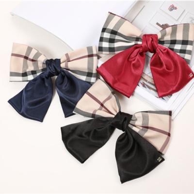 China Hair Accessories Plaid Bow Hairpin Clips Vintage Hair Clips For Woman Plain for sale