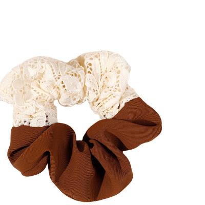 China New Hair Accessories Style Organza Embroidery Silk Fabric Hair Scrunchies Daisy Hair Tie Hair Scrunchies For Girls for sale