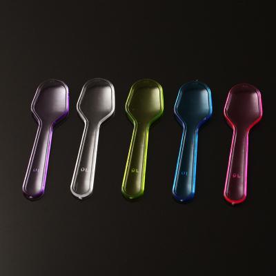 China Hot Sale High Quality Eco-friendly Plastic Spoon Ice Cream Party Transparent Colorful Plastic Dessert Pot With Spoon for sale