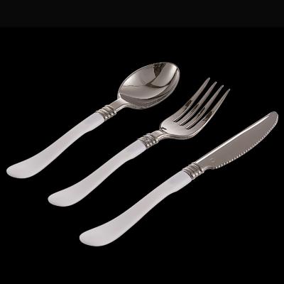 China Disposable Wedding Plastic Cutlery Set Silver Spoon Party Disposable Knife Fork Spoon 3Piece Japanese Cutlery Set for sale