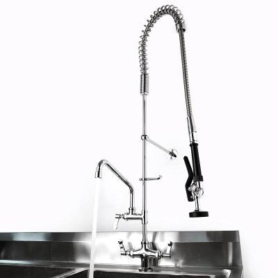 China Modern Popular Industrial Deck Mount Single Hole Single Dual Temperature Pull Out Commercial Faucet / Spray Pre-Rinse Kitchen Faucet for sale