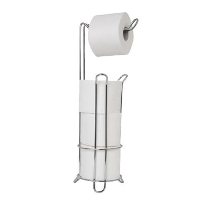 China Metal Bathroom Toilet Paper Roll Holder Stand Black Wire InterDesign Classico Roll Holder Traditional Free Standing Toilet Paper Holder BN-0061 for sale