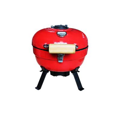 China Easily Assembled 12 Inch Ceramic Mini Kamado Egg Grill In Red Portable Kamado BBQ Outdoor Grill for sale