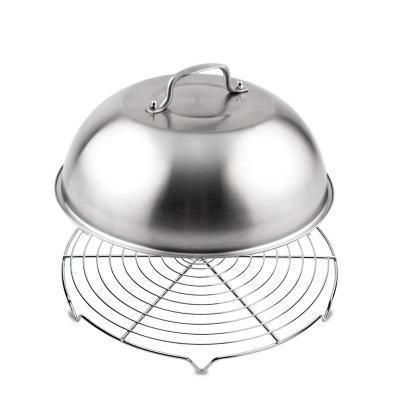 China Easily Cleaned Stainless Steel Grill Dome Cheese Dome SS Cast Iron Lid for sale