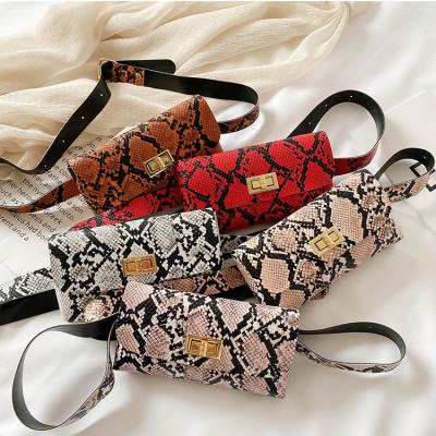 China Fashion Water Proof BSCI Factory Custom Fanny Pack Small PU Women Snakeskin Waist Packs Unisex Waist Bags Pouch Belt Bags for sale