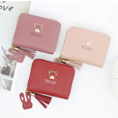 China 2021 Anti-theft PU Zipper Women Leather Bifold Wallet For Women Short Wrist Wallet Wallet Coin Purse for sale