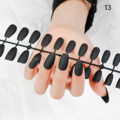 China Pure Full Cover Matte Ballerina Color Matte Full Cover False Nails Charm Nail Tips Red Black Artificial Short Fake Ballerina Nails Pure Fake Nails for sale