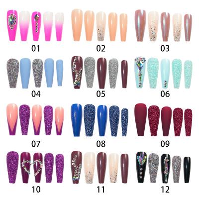 China Fale Nails Press Designs Wholesales Girls Nails Shape French Coffin Fale Nails Custom Press On Nail Designs for sale