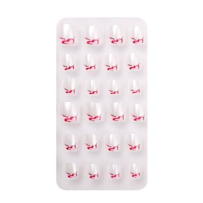 China Easy Apply Kids Nails Wholesale Kids Nails Red Heart Pre-Gum Press On Nails Tip Glitter Full Cover Kids Artificial Nails for sale