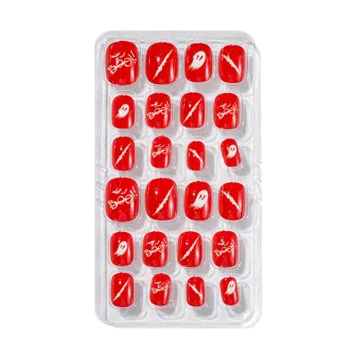 China Easy Apply Fake Nails For Kids Gel Nails Kids 24Pcs Nails Halloween Pre-Gum Kids Press On False Fake Nails Wholesale For Kids Gel Nails for sale