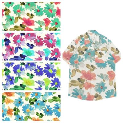 China Organic Free Sample Print Organic Colorful Cotton Fabric For Beach T-shirt FloralT Shirt for sale