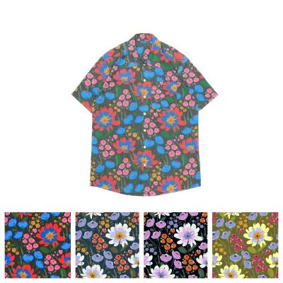 China Graffiti Patterns Plants Flowers Organic Breathable Cotton Printing Fabric For Men's Overside T-shirt Beach Shirt for sale