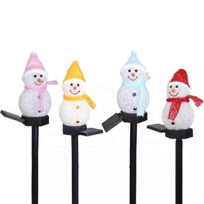 China Christmas Plastic Outdoor Waterproof Creative Pattern Snowman Cartoon Lamp Decoration Garden Picosecond Lawn Blow Mold Solar Powered Lights PP for sale