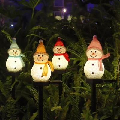 China Blow Molding PS PP Plastic Garden LED Snowman Ground Insert Light Solar Rechargeable Christmas Decorations Pathway Light for sale