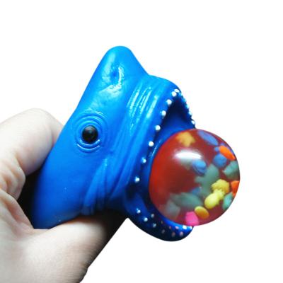 China Funny Party Toy Animal Shark Toys Educational Squeeze Ball Shark Head Squeeze Balls Soft Rubber Squishy Squeezable Game Kids for sale