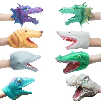 China Hot Selling Dinosaur Toys On Amazon Animal Rubber Hand Puppet for sale