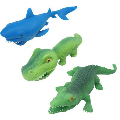 China Small Customiztion High Quality Stress Reliever Soft Rubber Support Other Animal Toy Set Stretch Dinosaur Crocodile Shark Toy Plastic. for sale